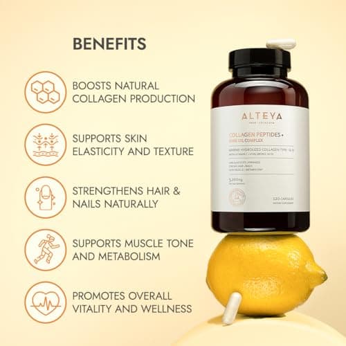 Alteya Organics Collagen Peptides & Rose Oil Complex – Beauty Supplement with 3200mg Marine Hydrolyzed Collagen Type I & III, Vitamin C & Hyaluronic Acid – Skin, Hair, Nail & Joint Support - Thumbnail 4