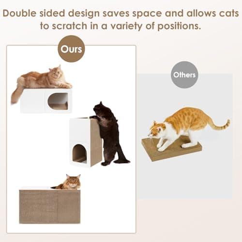EHEYCIGA Cardboard Cat Scratcher House, 23-Inch Corrugated Cat Scratcher for Indoor Cats, Extra Large Scratching Board Pad, White - Thumbnail 4