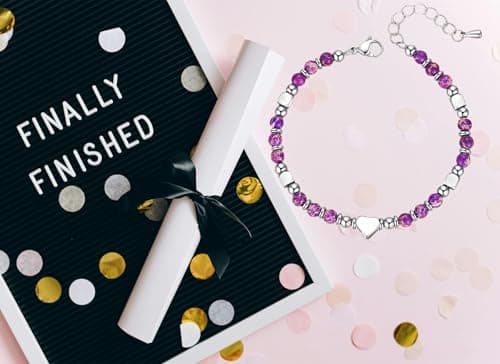 Ediseng 2026 Graduation Gifts for Her,Heart Charm Bracelets for Her,Personalized Graduation Bracelets for College/High School/Masters Degree/Nursing/8th Grade/Middle School/5th Grade (imperial stone) - Thumbnail 2