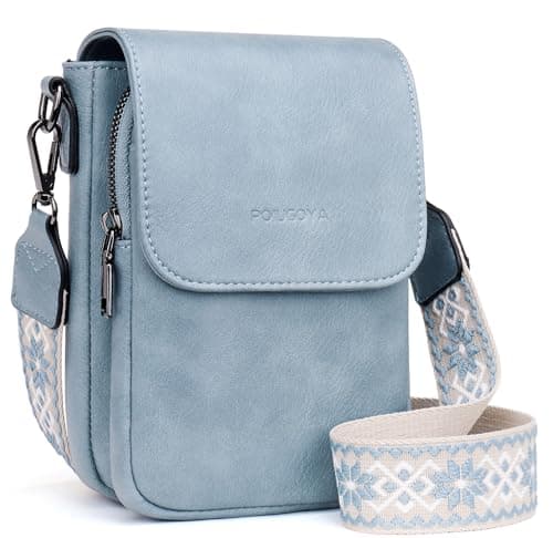 POIUGOYA Small Crossbody Bags for Women Trendy,Leather Triple Compartment Cell Phone Crossbody Wallet Purses with Card Slots - Image 1