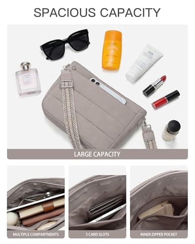 Gitus Gifts for Women Puffer Hobo Crossbody Bag Quilted Cross Body Purses Trendy Handbags with Coin Wallet Birthday Gifts for Mom Wife (Gray) - Thumbnail 4