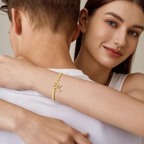 Turandoss Birthday Gifts for Women - February Purple Created Amethyst Birthstone Letter N Bracelet 14K Gold Plated Dainty Knot Initial Bracelets Jewelry Birthday Gifts for Wife Girlfriend - Thumbnail 4