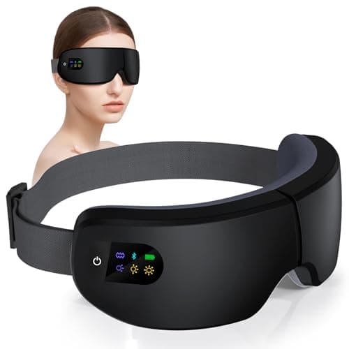 ZZR SEVEN Eye Massager with Heat, 7 Heating and Vibration Modes, Eye Mask, Birthday Gifts for Women, Men, Friend, Mom and Dad, Sleep Mask for Relax, Migraine Relief, Improve Sleep, Black - Image 1