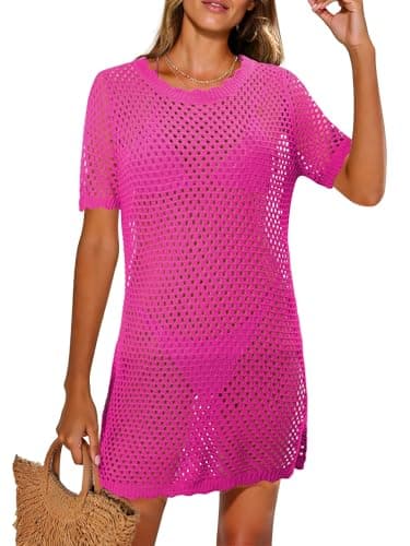StunShow Swim Tunic Cover Up for Women Beach Cover Up Swimsuit Cover Rose-2 XL - Image 1