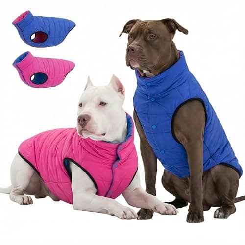LovinPet Reversible Dog Puffer Coat for Medium & Large Dogs, Down‑Insulated Winter Jacket, Water‑Resistant & Wind‑Resistant, Anti‑Static, Dual-Sided Blue & Red for Cold Weather, XL - Image 1