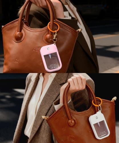 Adabuli 2 Sets Silicone Case Compatible with Touchland Hand Sanitizer Spray 1 FL. OZ./30 mL, Stylish Hand Sanitizer Mist Accessory with Portable Keychain (Pink, White) - Thumbnail 3