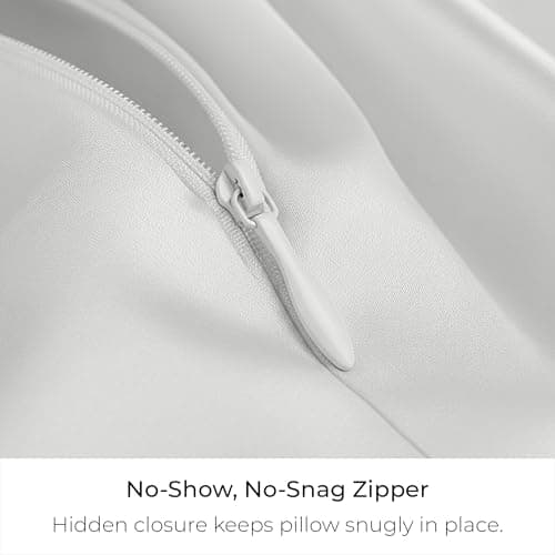 Mellanni Pure Silk Pillowcase Standard Size - Perfect for Hair and Skin, Preventing Wrinkles - Easy Care - Naturally Cooling Silk Pillow Cover with Hidden Zipper (Standard, White, Black Piping) - Thumbnail 3