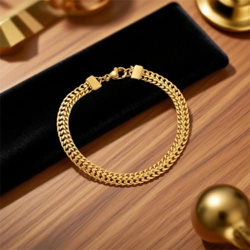 Alegend Titanium Steel (Not Rust, Resist Corruption, Easily Clean) 18K Gold Woven Bracelet with Adjustable Chain - A Must - Have Gift for Womentylish, Durable & Ideal Giftable Chain - Thumbnail 5