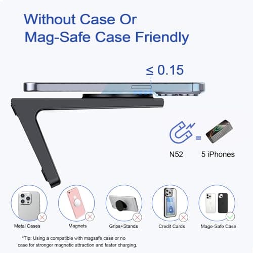 for iPhone Charger Stand – Magnetic Charger for iPhone 17/16/15/14/13/12 Series with 20W Fast Wireless Charging, Strong Magnet, Stable Phone Stand Charger for Desk & Bedside - Thumbnail 4