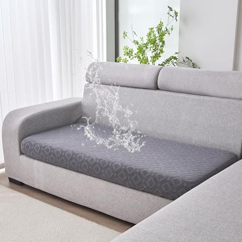Couch Cushion Covers Waterproof, Stretch Sectional Couch Covers, Sofa, Cushion Covers Washable, Non Slip Magic Sofa Covers, Sofa Slipcovers with Elastic Bottom, 3 Straps, Pet-Friendly (Loveseat Cover) - Image 1