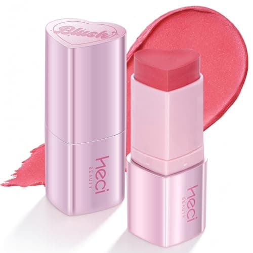 Blush Stick, Cream Blush for Cheeks & Lips, Easy to Blend, Heart-Shaped Soft Shimmer Finish, Natural Dewy Glow, Buildable Color, Long-Lasting, Travel-Friendly, SWEETIE, 0.25 oz
