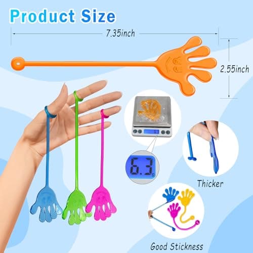 Sticky Hands Bulk 48 PCS Party Favors for Kids 4-8 8-12 Stretchy Sticky Hand Toy Goodie Bag Stuffers Fillers Treasure Box Toys Classroom Prizes School End of Year Student Gifts Birthday Party Supplies - Thumbnail 2