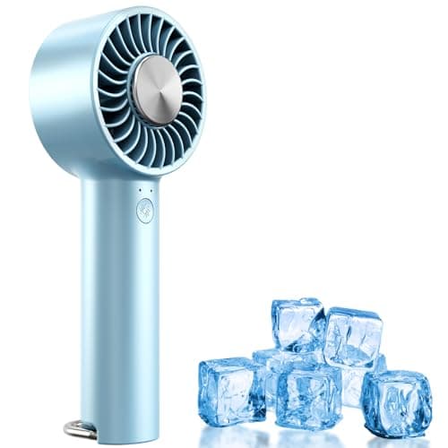 Portable Ice Cooling Handheld Fan with Semiconductor Cooling Plate, USB Rechargeable Personal Turbo Mini Hand Held Fan that Blow Cold Air, 5 Speeds Ice Cooler, Gift for Womens, Mens, Travel, Outdoor - Image 1