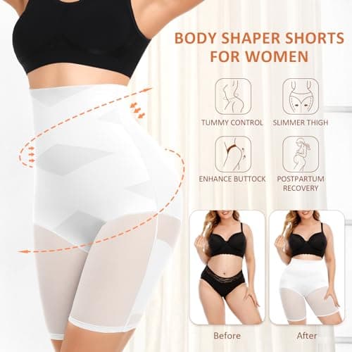 Ganado Shapewear Tummy Control Shorts for Women Cross Design High Waisted Underwear Body Shaper Stomach Shapewear - Thumbnail 4