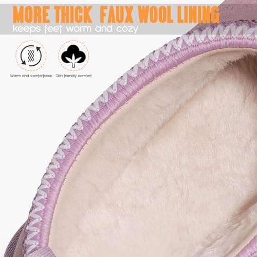 FITORY Women's Suede Slipper | Flat Short Mini Boots with Fur Fleece | Winter Casual Comfort Shoes Purple Platform Size 6 - Thumbnail 4