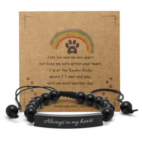 COSOWO Dog Memorial Bracelet – Adjustable Pet Keepsake with Paw & Heart Charm, Sympathy & Remembrance Gift for Dog Loss, Cat & Pet Bereavement, Light Glossy - Image 1
