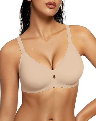 LetsJoli Jelly Bras for Women No Underwire Wireless Bras with Support and Lift for Daily Comfort Lounge Sleep Tshirt Bras (Nude L) - Image 1