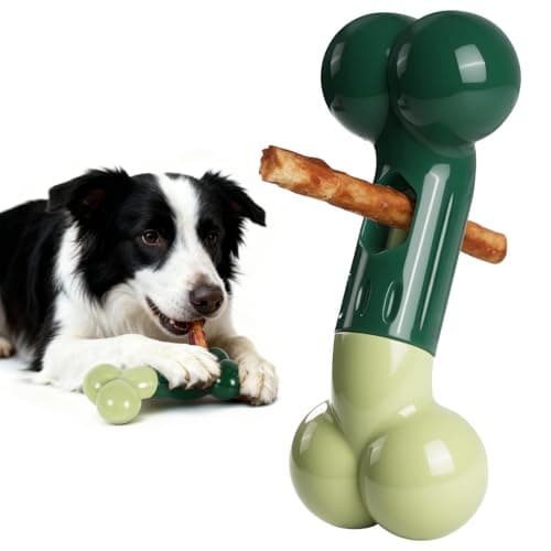 Apasiri Bully Stick Holder for Aggressive Chewers: Indestructible Dog Toy Prevents Choking No More Swallowed Ends, Bacon Flavored Nylon Tough Chew Toy to Keep Them Busy Medium/Large Dogs, Green - Image 1