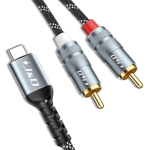 J&D USB C to RCA Audio Cable, Type-C Male to 2RCA Male Y Splitter Car Auxiliary Stereo Speaker Amp Cord, Compatible with Pixel 10/9/8, iPhone 16/17 Series, Galaxy S25/24, 3.3 Feet - Image 1