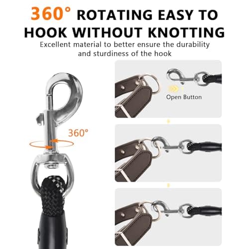 Rrechargeable Heated Dog Leash, Highly Reflective Threads Leash Rope with Rechargeable Hand Warmer for Medium Large Dogs, 1/2 inch - M - Thumbnail 3