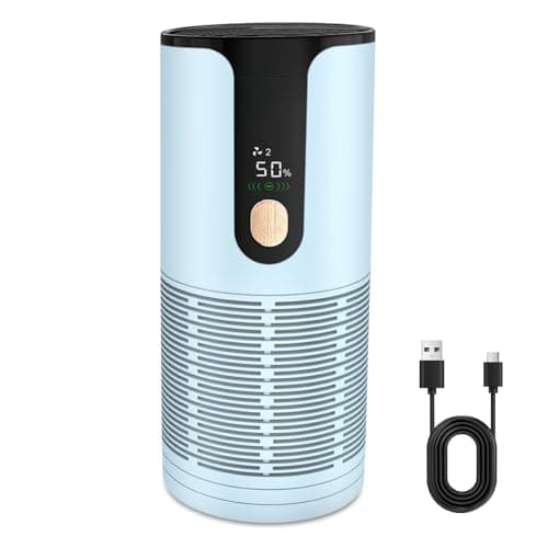 Arint Mini Car Air Purifier-Cordless True HEPA Portable Small Air Purifier, LCD Display&15dB Quiet,Filters 99.97% of Smoke/Dust/Pet Odors,for Cars/Office/Travel (Light Green） - Image 1