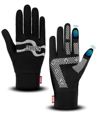 Aegend Lightweight Winter Gloves for Men Women, Warm Running Gloves Touchscreen Thermal Glove Liners for Cold Weather Driving, Cycling & Hiking, Non-Slip, Elastic Cuff, Stretchy, Durable