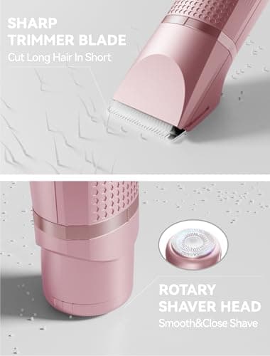 unibono 3-in-1 Electric Razor for Women - Waterproof Bikini Trimmer,Rechargeable Electric Shaver for Lady,Pubic Hair Trimmer Women,Personal Trimmer Groomer for Body Hair (Rose Golden,RG-1) - Thumbnail 4