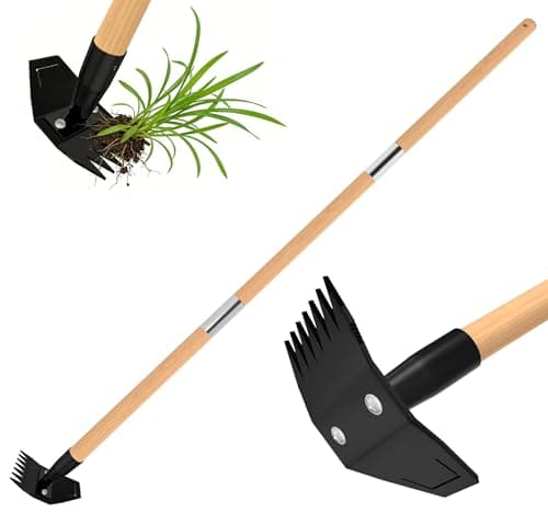 Weed Puller Tool with Long Bamboo Handle, 2 in 1 Garden Hoe&Manual Weed Remover, Weed Rake&Grabber, Gardenia Heavy Duty Uprooting Tool for Yard, Lawn and Garden, 49Inch ﻿ - Image 1