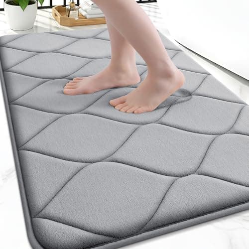 Smiry Memory Foam Bath Mat 30''x20'', Ultra Soft Non-Slip Bathroom Rug, Plush Water Absorbent Quick Dry and Machine Washable Floor Mat for Shower, Tub & Home Decor, Grey - Image 1