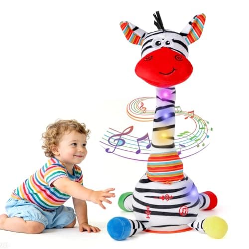 Dancing Talking Zebra Toy,Interactive Mimicking Repeating Zebra Plush Toy,Funny Gift for Infant 6-18 Months,10 Children's Song,Tummy Time Toy Zebra Stuffed Animal for Toddlers 1 2 3 Year Old Boy Girl - Image 1