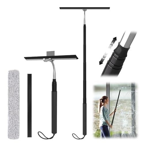Shower Squeegee with Long Handle, 15-51" Telescopic Squeegee for Window Cleaning, Window Squeegee for Glass Doors, Extendable Window Cleaner Tool for Tile Walls, Sliding Door, Floor, Car Windshield - Image 1