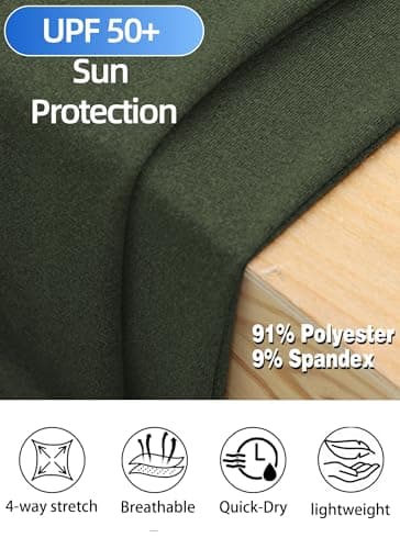 Mens Quarter Zip Pullover Long Sleeve Shirts UPF 50+ Sun Protection Wicking Moisture Dry Fit Lightweight Workout Gym Running Fishing Golf Casual Athletic Tops Army Green L - Thumbnail 6