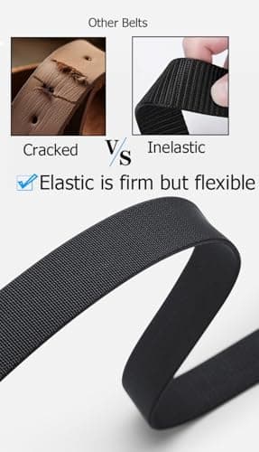 VANNANBA Stretch Ratchet Belts for Men - Elastic Nylon Belt for Work Golf Casual Pants - Thumbnail 3