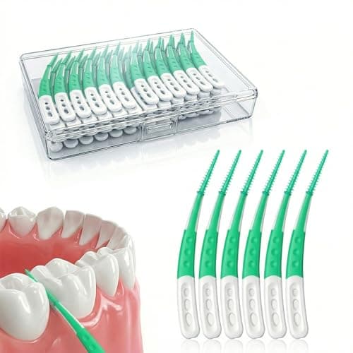 ACSKD Dental Picks for Teeth Cleaning, 96 Count Disposable Tooth Picks Flossers with Convenient Carry Case, Green