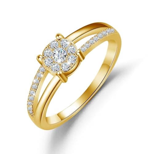 Fimewon Diamond Wedding Rings for Women Dainty Promise Rings 14K Gold Plated Ring Women Birthday Gifts Size 12 - Image 1