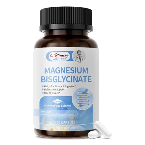 Magnesium Glycinate Capsules, Magnesium Bisglycinate 100% Chelated, Maximum Absorption, Gentle on Stomach, Small Easy to Swallow, Supports Restful Sleep, Muscle, Bone Health 180 Counts - Image 1