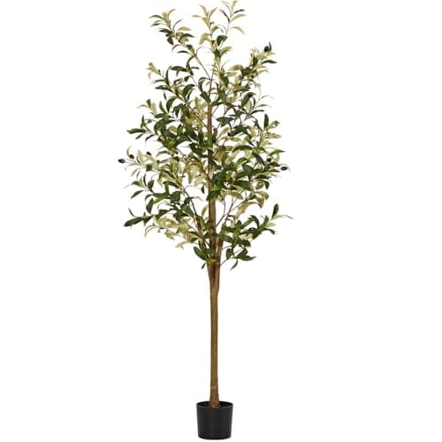 5ft Artificial Olive Trees Indoor, Faux Olive Tree 5 Feet Fake Plants with Realistic Leaves Olive Silk Tree Home Bedroom Housewarming Gifts