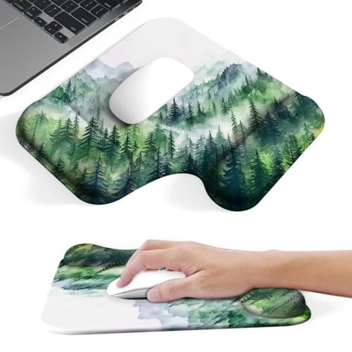 Mcapirivo Ergonomic Mouse Pad with Gel Wrist Rest (1"& 1.2" Dual Height) - Mouse Pads Compact Mousepad Desk Mat Office, Gaming & Carpal Tunnel Relief | Non-Slip Rubber Base Misty Forest - Image 1
