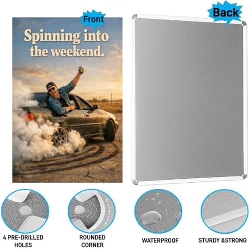 Spinning Into the Weekend Vintage Tin Sign Funny Weekend Wall Decor Retro Car Burnout Art Metal Plaque Party Humor Garage Man Cave Home Wall 8x12 Inch Pre Drilled Holes - Thumbnail 6