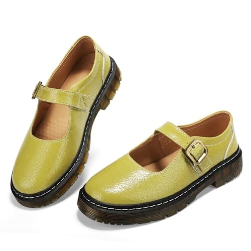 Azimaey Women's Mary Jane Flats Classic Comfort Slip-On Shoes - Breathable Lightweight Casual Dress Shoes for Women, Closed Toe Walking Shoes Fashion Cute & Everyday Comfort Pistac,10 US - Image 1