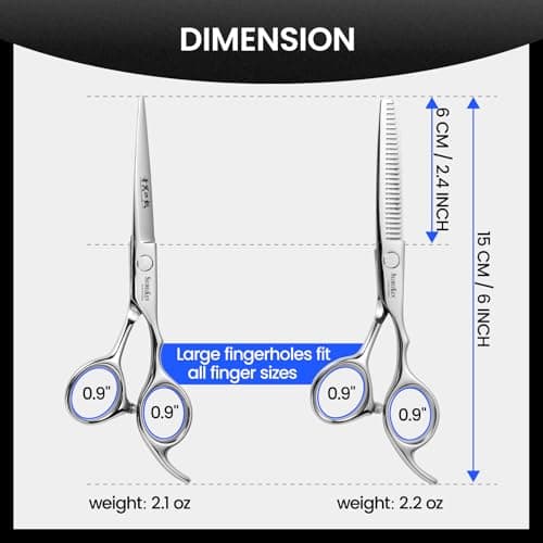 SEIMEIKEN Hair Cutting Scissors Kit – 10PCS Professional Hair Shears Set - 6.0 Inch Haircut Scissors - Hairdressing Shears Thinning Scissors for Salon & Home Use - Thumbnail 4