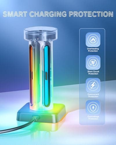 RunSnail Charging Dock for Nintendo Switch 2, Magnetic Fast Charger for 4 JoyCons with RGB Lighting, All-in-One Charging Station with 6 Game Card Storage Slots - Thumbnail 3