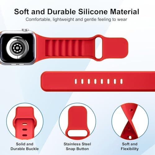 8 Pack Sport Bands Compatible with Apple Watch Bands 40mm 38mm 41mm 42mm 44mm 45mm 49mm 46mm for Women Men,Silicone Waterproof Strap for iWatch Apple Watch Series11 10 9 Ultra 8 7 6 5 4 3 2 1 SE - Thumbnail 3