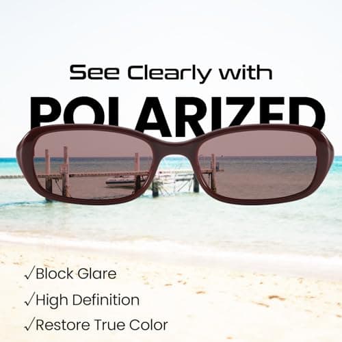 SODQW Rectangle Oval Sunglasses for Women Polarized 90s Vintage Small Sun Glasses Trendy Narrow Ladies Shades UV400 - Thumbnail 5