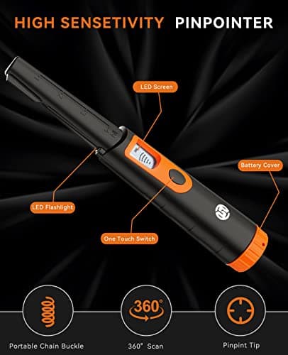 SUNPOW Metal Detector Pinpointer for Adults & Kids, Fully Waterproof, 360°Detection Handheld Pin Pointer Wand with LCD Screen, 3 Modes (Buzzer, Vibration,Sound) for Treasure Hunting- OTMD08 - Thumbnail 3