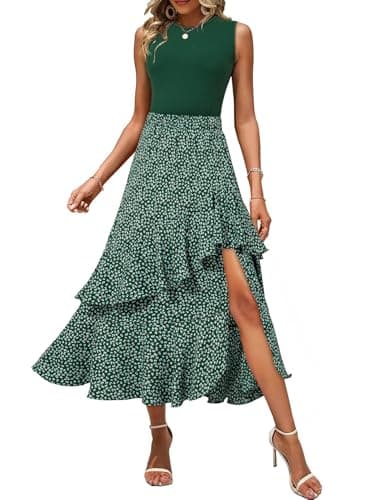 Dokotoo Summer Dresses for Women 2026 Elegant Classy Spring Floral Boho Cocktail Wedding Guest Dresses Womens Midi Dress Vacation Beach Outfits Formal Women's Dress Green - Image 1