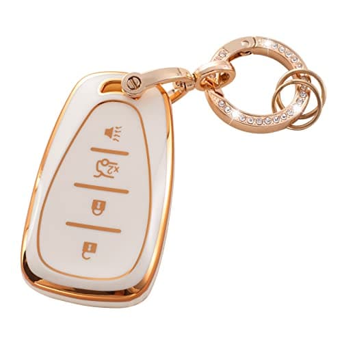 RUABIBAN Key Fob Cover Compatible with Chevy, Soft TPU Key Case Protection Fit for Chevy Chevrolet Malibu Equinox Traverse Camaro Cruze Blazer Volt Bolt Smart 4 Buttons - Image 1