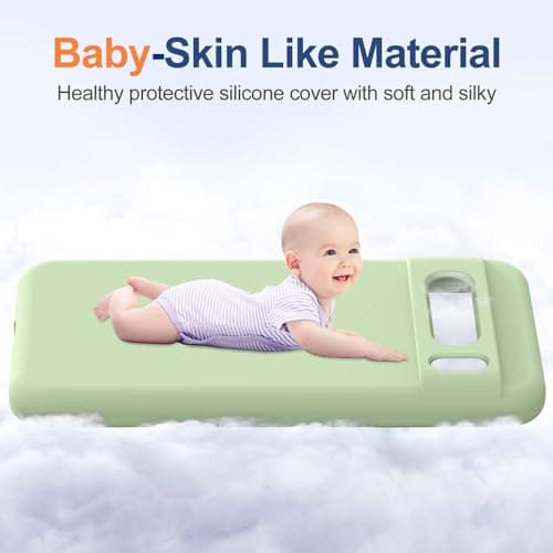 TISOOG Compatible with Google Pixel 8 Pro Case, [Upgrade Defender Liquid Silicone] [Soft Microfiber Lining],Shockproof Slim Thin Protective Phone Case for Google Pixel 8 Pro 6.7 inch-Matcha - Thumbnail 5