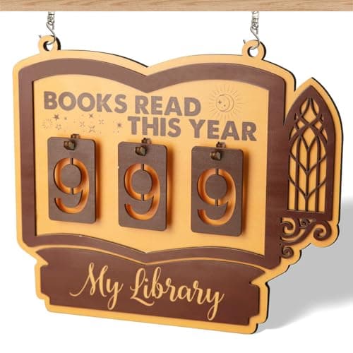 Books Read This Year Counter Sign, Book Shelf Decor, Book Lover Gifts for Women, Wooden Reading Tracker, library Decor for Home, Gift for Readers, Teachers, Librarians (Dark brown 2) - Image 1