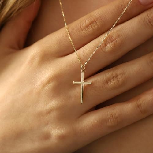 JNZSSWHJJH Cross Necklace for Women - 18K Gold Plated Cross Pendent Necklace for Women Trendy Gold Jewelry Easter Basket Essentials Stuffers Fillers Christian Religious Christmas Gifts - Thumbnail 3